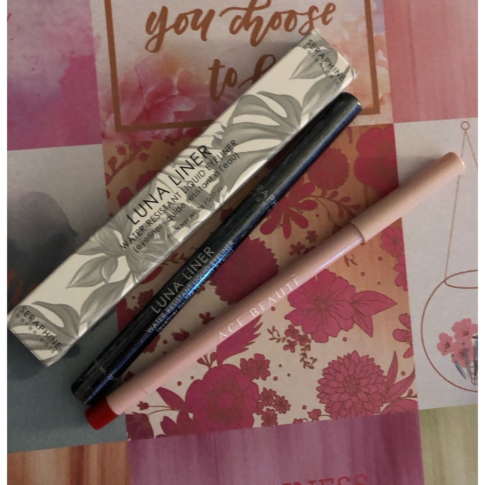 Lipliner & Liquid Eyeliner Bundle , Black  Luna Liner & Burgundy So Gorgeous NEW